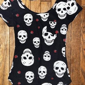 No Boundaries Black Skull Print Short Sleeve Tee